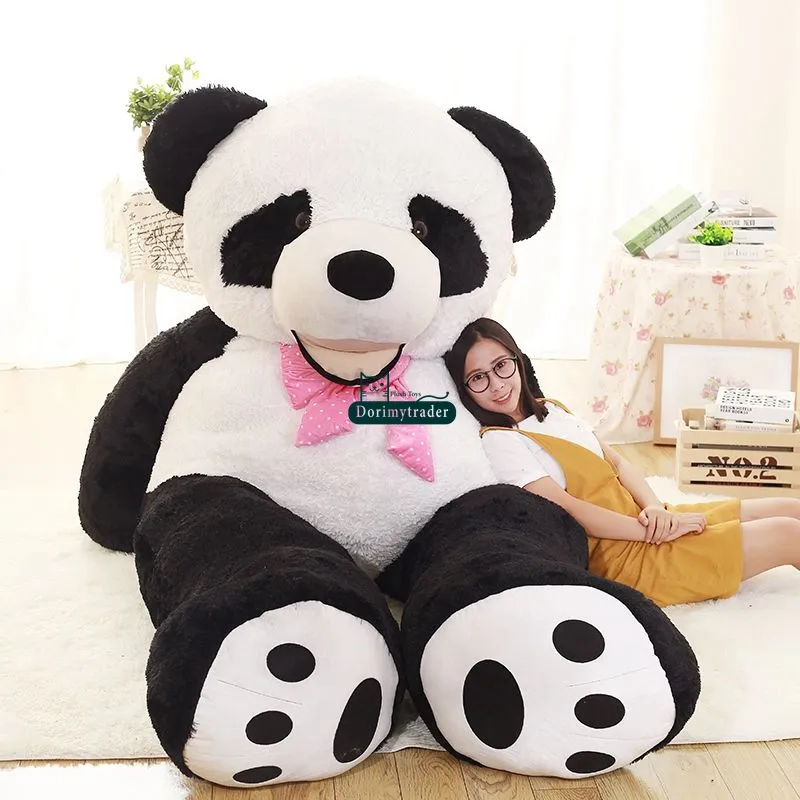 Dorimytrader Grande cartoon fofinho Sorrindo panda panda pelúcia brinquedo enorme pandas de anime pandas sofá tatami decoração presente 260cm 160 cm 130cm