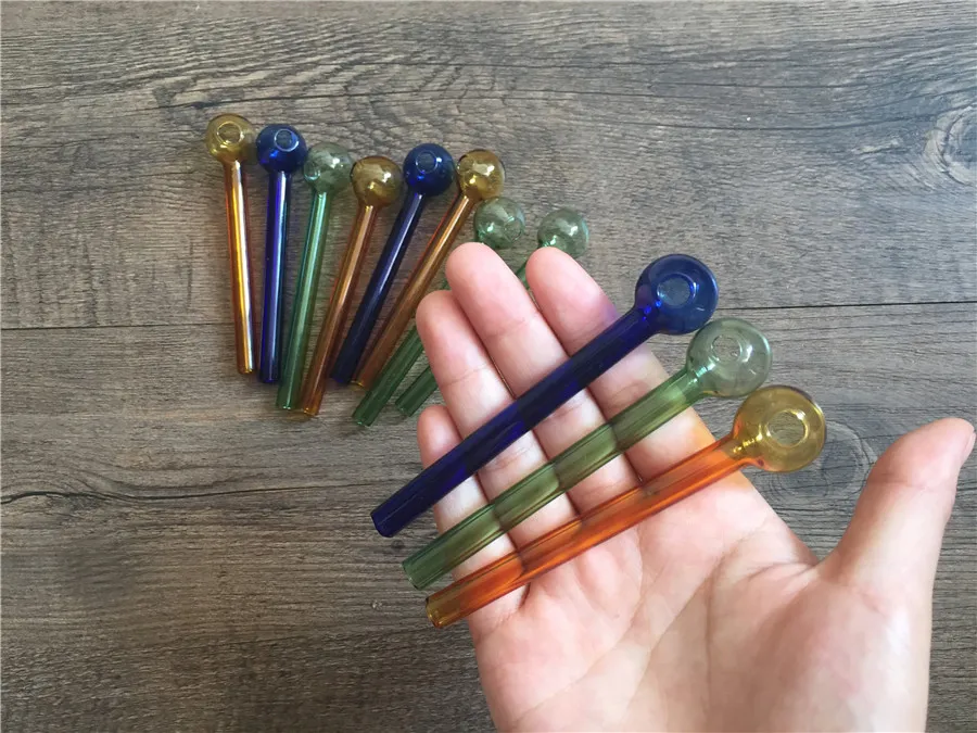 L 10cm Stor Billig Färgglada Great Pyrex Glass Oljebrännare Rör Klar glasolja Brännare Glasrör Glasrör Olja Nail Glasolja