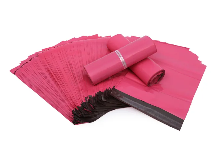 100 pcs/lot rose Poly Mailer 10*13 pouces sac Express 25*35cm sacs de courrier enveloppe/joint auto-adhésif sacs en plastique pochette