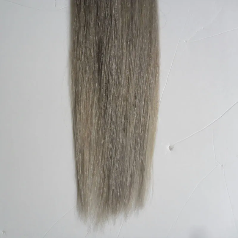 Ombre brasileiro cabelo liso ombre cabelo cinza weave 100g t1b / cinza não-remy cabelo cinza tecer