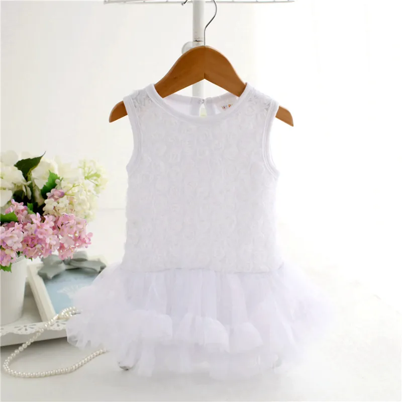 2017 Baby Romper Rose Flower tutu tulle clothing Romper girl rompers infant vest tulle girls clothes baby tutu dress romper 