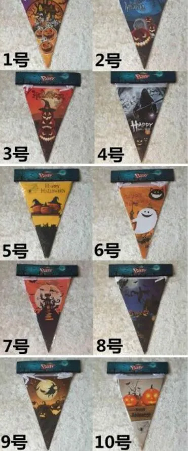 Halloween decoration paper triangle flag pennant banner carnival garland skull bat ghost spider scary clubing bar shop party decor supplies