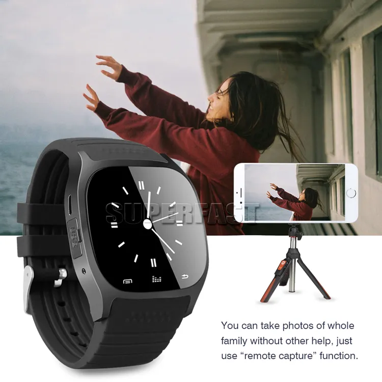 Montre intelligente Bluetooth M26 montre-bracelet pour Android montre intelligente cadran téléphone pour système Android Samsung S8 dans le paquet de vente au détail 2212710