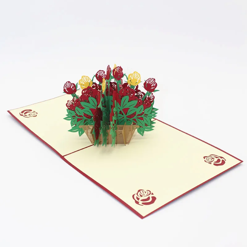 3D rose pop up card greeting cards for congratulation for special Day birthday or wedding valentine039s day6102927