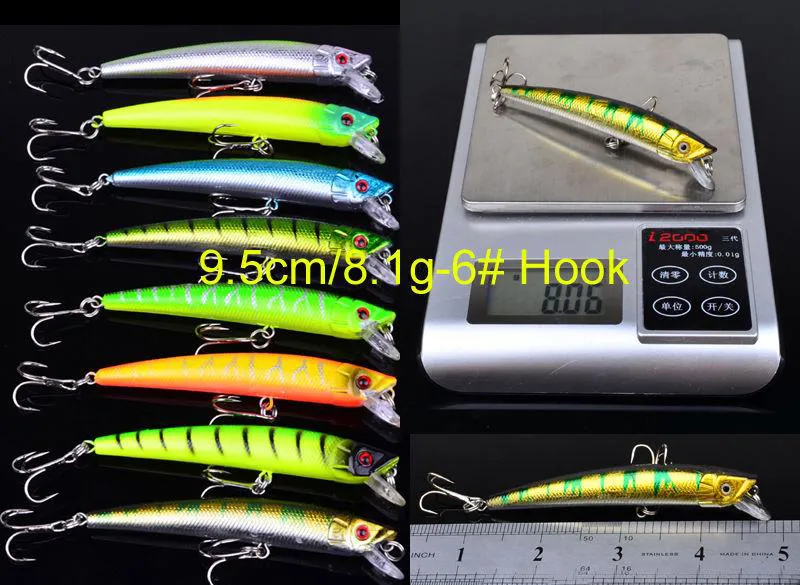 로트 낚시 루어 세트 혼합 6 모델 43 Clolor Minnow Crank Bait Bishing Baits베이스 태클 236n