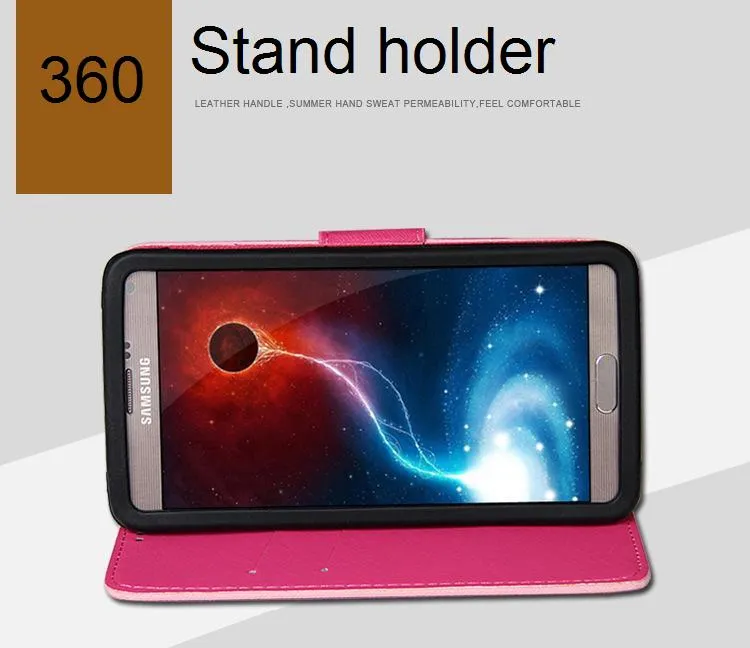 Universal Wallet PU Flip Leather Case met creditcardhouder voor 35 tot 60 inch 6 Size Cell Mobile Telefoon Case9180394