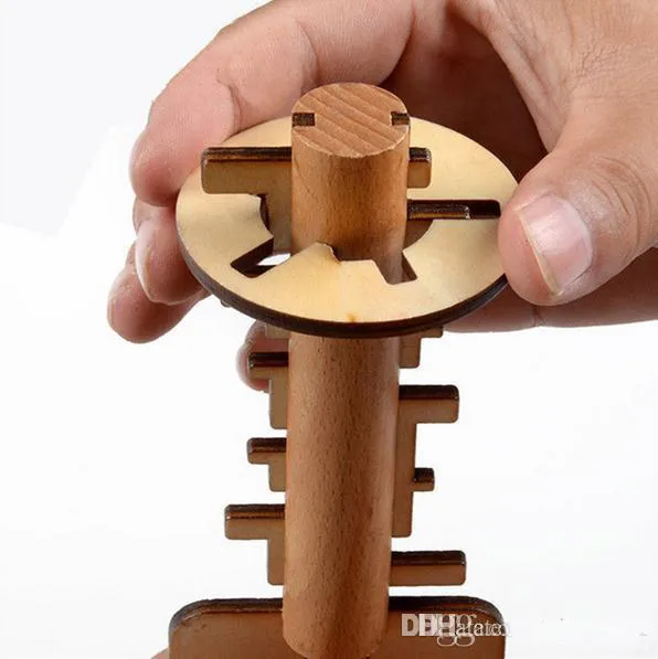 Jouet en bois déverrouiller Puzzle clé classique drôle Kong Ming serrure jouets intellectuel éducatif pour enfants adultes b978