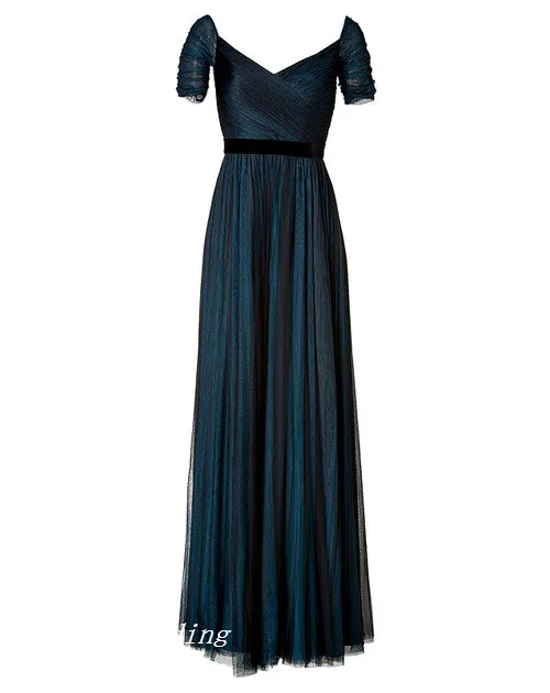 Jenny Packham Kate Middleton Navy Blue Evening Sukienka z krótkim rękawem Długa Backless Formalna Suknia Party Party