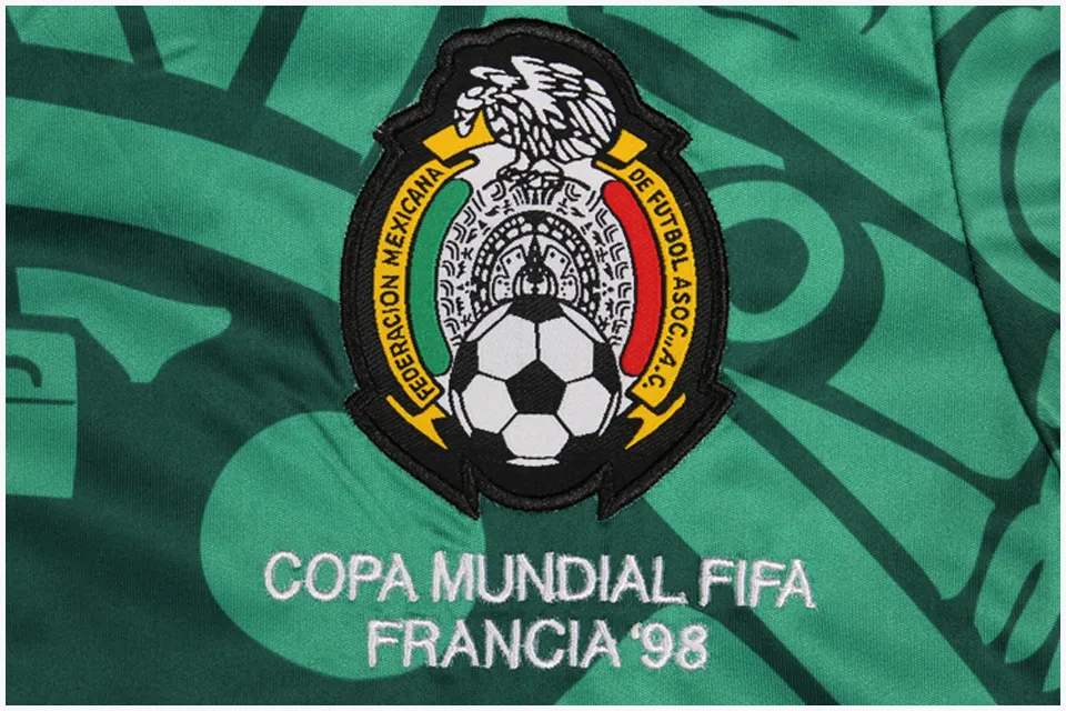 Rétro 1998 Mexique Maillots de football Coupe du Monde Classique Vintage 1970 1994 1995 Thaïlande Qualité HERNANDEZ 11 # BLANCO Accueil Vert Extérieur Blanc Troisième Blakc Maillots de Football