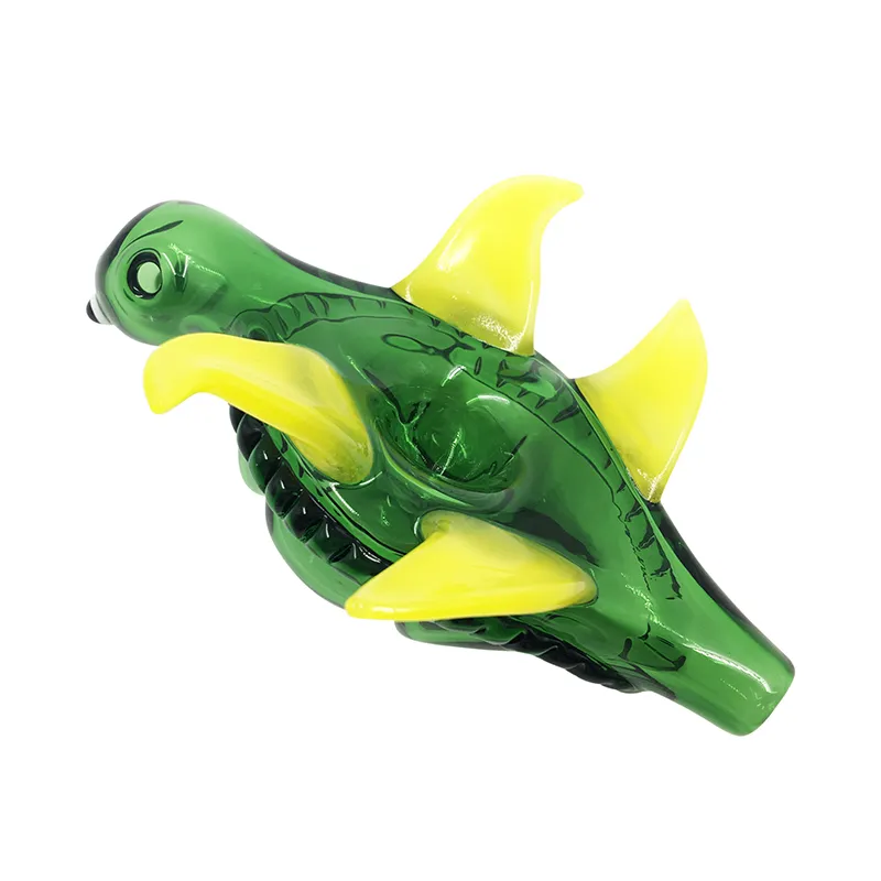 5.2 inch big green glass hand pipe yellow of the foot tobacco glass pipe for smoking use glass hand pipe