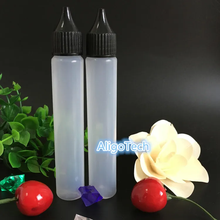 Vendita calda Bottiglie di penna in plastica PE a bocca larga da 30 ml con tappo a prova di bambino Punta larga bottiglie di forma E-liquid E-juice Nave libera