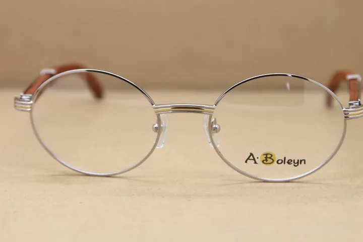 Gold Wood Round Metal 7550178 Eyeglasses Frames for Men Silver Gold Frame Frame Lunettes C Decoration Designer Mens Luxury