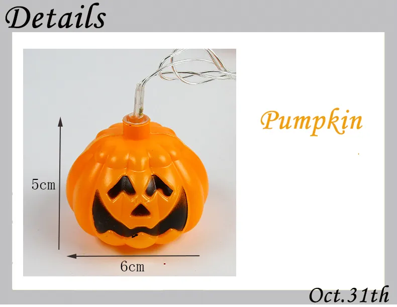 Halloween LED pumpkin string light colors ghost string for home decoration 220V or 110v power supply 13feet 16lights