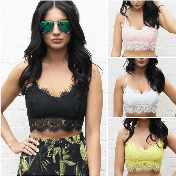 Wholesale New Fashion Women Lace Floral Bralette Bra Zipper Back Bralet Bustier Crop Top Tank 2 205 DHgate