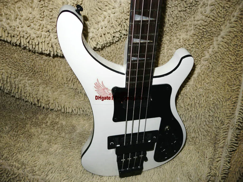 Бесплатная доставка пользовательские Белый 4003 бас 4 строки бас-гитара черный аппаратные средства, двойной Джек