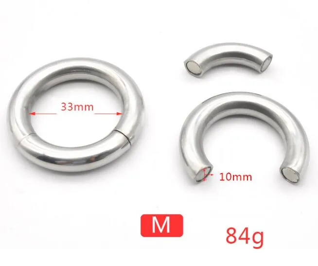 Cockring magnetico in acciaio inossidabile maschile stimola il pendente del pene barella a sfera Bondage spremere scroto testicoli sadomaso giocattolo del sesso 3 Siz1233247