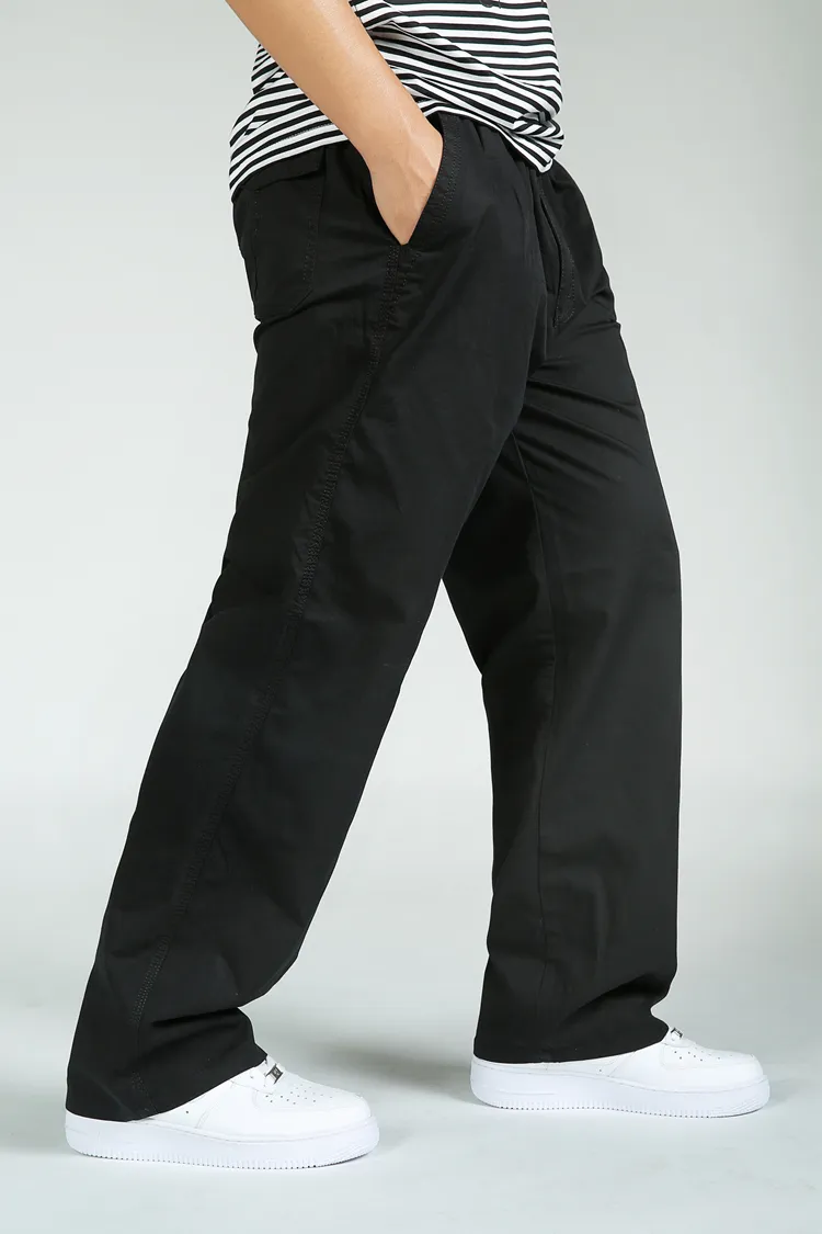 Plus la taille Hip Hop vêtements pleine longueur Relexed nouveau pantalon ample mode décontractée gros gros hommes Cargo pantalon mâle confortable coton homme 239O