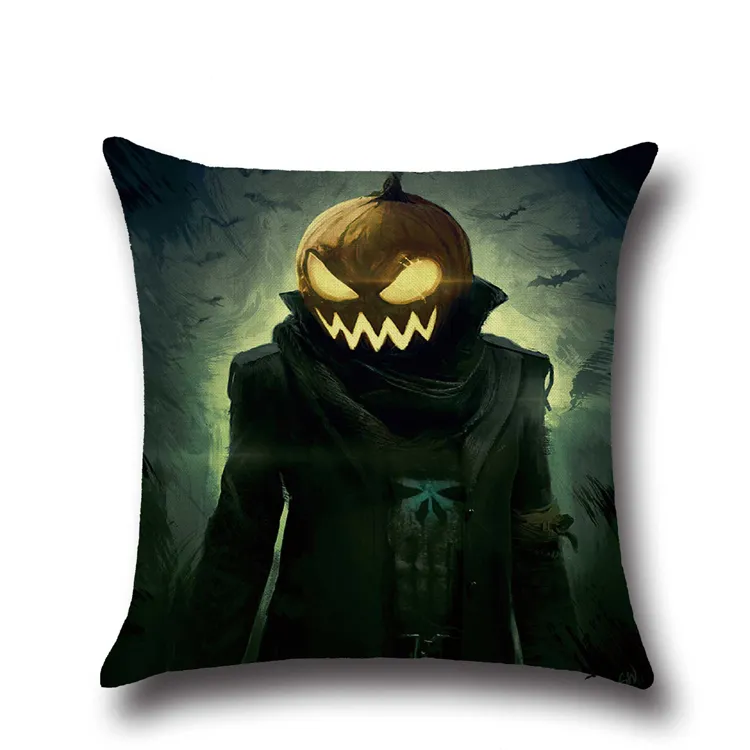 Skräck Pumpkin Head Halloween Pillow Cases Halloween Kostym Terrorist Husetrorist Linne Kudde Skydd Hem Dekorativ Present Ylcm