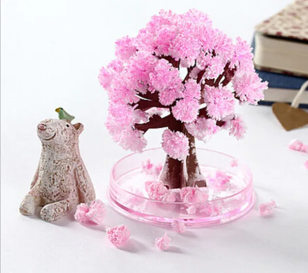 iWish Visual 2017 Magical Artificial Sakura Paper Trees Christmas Growing Tree Desktop Cherry Blossom Magic Kids New Toys For Children 10PCS