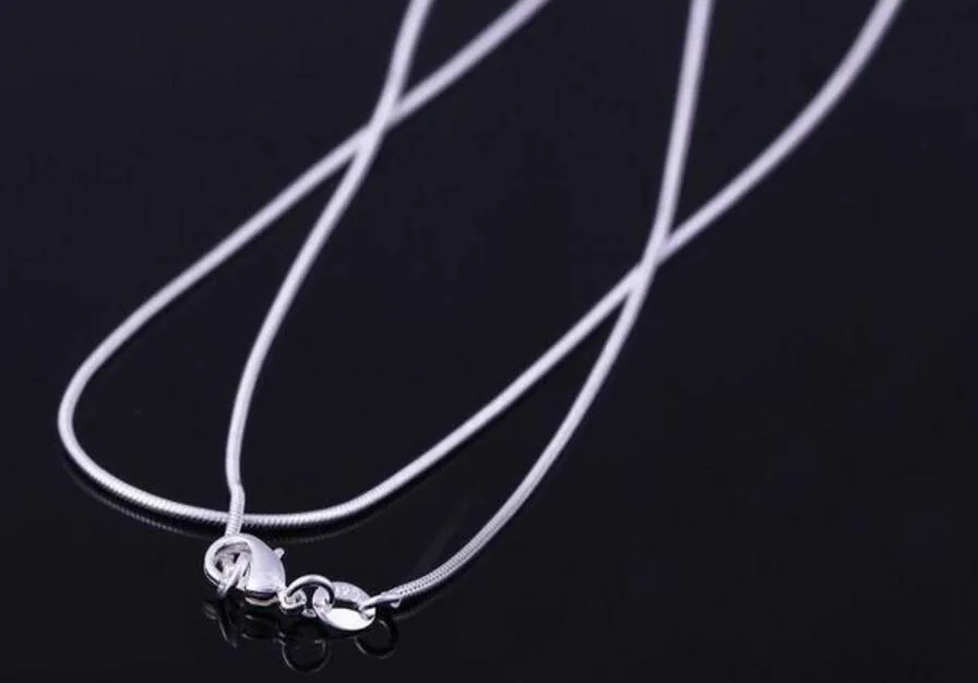 925 Sterling Silver Plated Snake Necklace Fashion Smooth Link Chain Lobster Clasp Fit Pendant 1mm 16-24 inch DHL