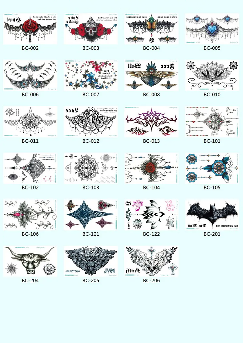 24*13.8cm Temporary fake tattoos Waterproof tattoo stickers body art Painting for party decoration etc large lace breastbone grace design