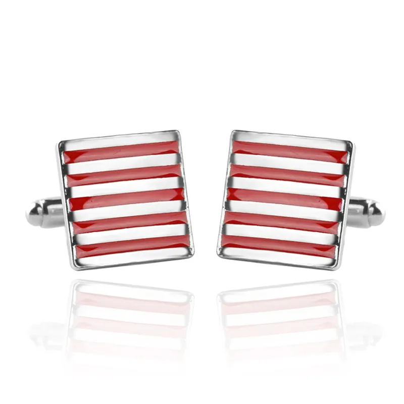 Red Black enamel stripe cufflinks fashion business shirt suit cuff links button for men dress fashion jewelry