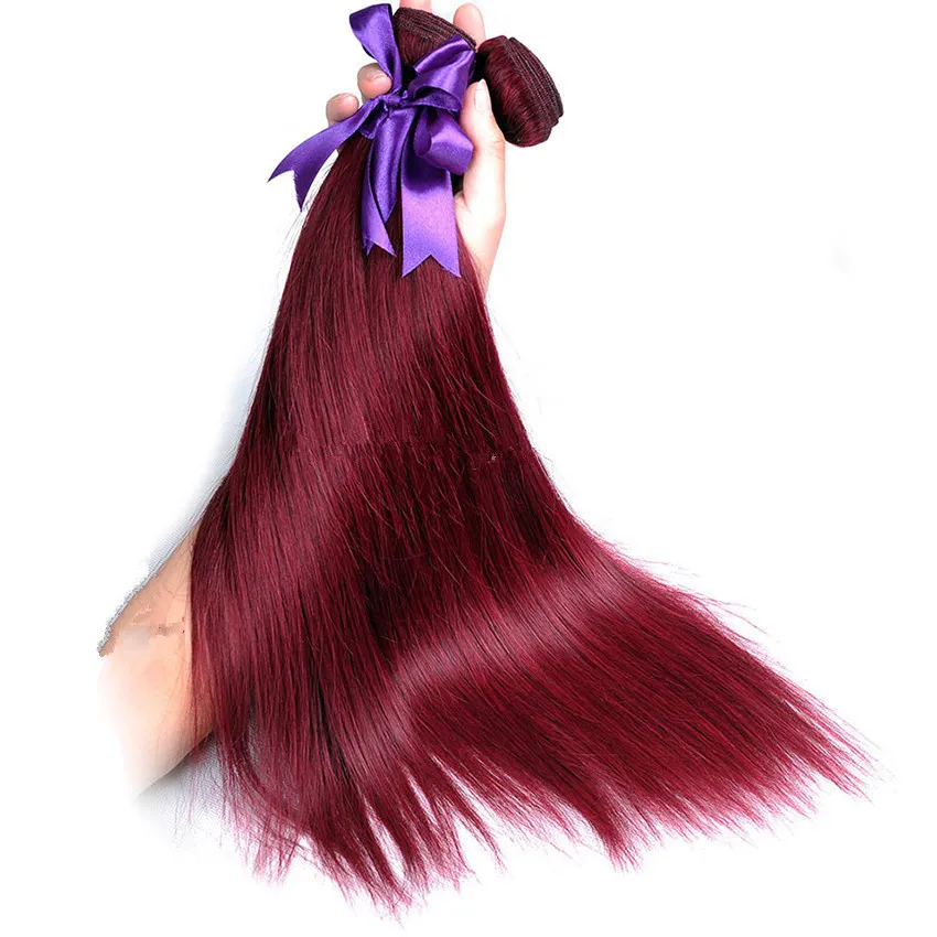 99j cabelo humano tecer com fechamento de renda borgonha em linha reta cabelo virgem brasileiro 3 pacotes com fechamento de renda vinho seda vermelha em linha reta 7843787