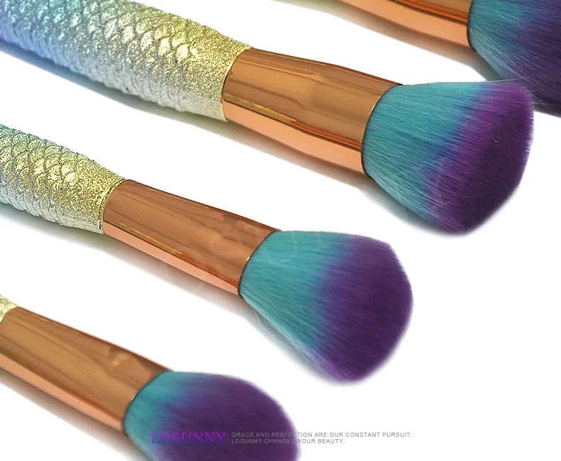 New Itime Mermaid Brush Spiral Makeup Brush Set Cream Face Power Brushes Multipurpose Beauty Cosmetic Rainbow Brush OPP Bag