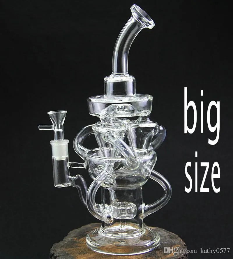 New design Klein big size perfect swirls Glass Bong arms inline glass recycler heady dab oil rigs Gear Perc Water Pipe with bowl5511547