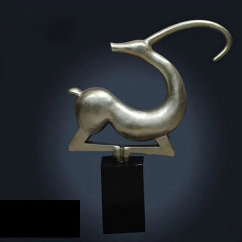 Escultura de cervos de arte moderna artesanato estilo doméstico brilhante com chapeamento de metal para decoração de entrada