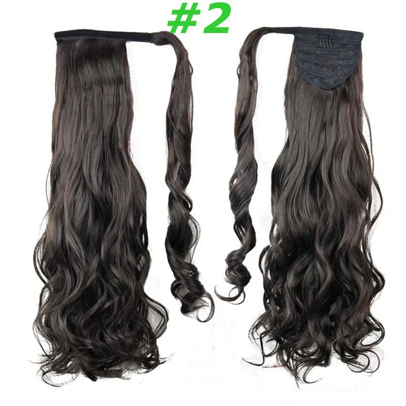 Clip Ponytail hair extensions synthetic Curly wavy hair pieces 24inch 120g drawsring Pony tails women fashion