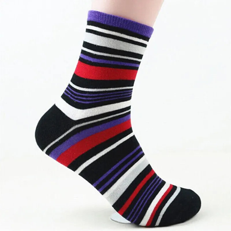 Wholesale-Fashion Men Cotton Casual Socks Soft Color Stripe Socks Ankle Short Socks 1 Pair Hot!