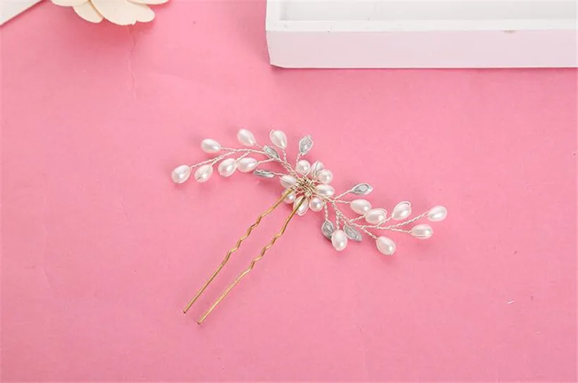 Mariage entier Bridal U épingles Headpiece Pearl Hair Accessories Clip Gold Crystal Pieces Princess Queen Crown Tiar2943452