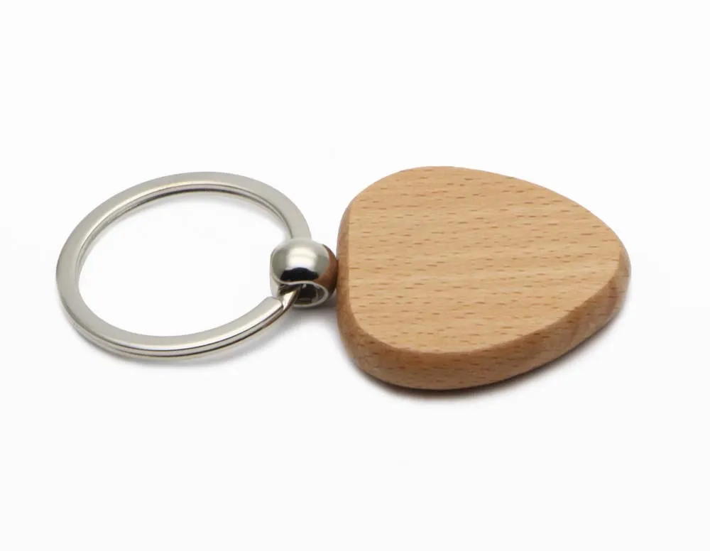 50X WOODEN HEART KEYCHAIN BLANK CHEAP KEY RING Personalized Engraved Name Keyrings 1.5"x1.5" Free Shipping #KW01X