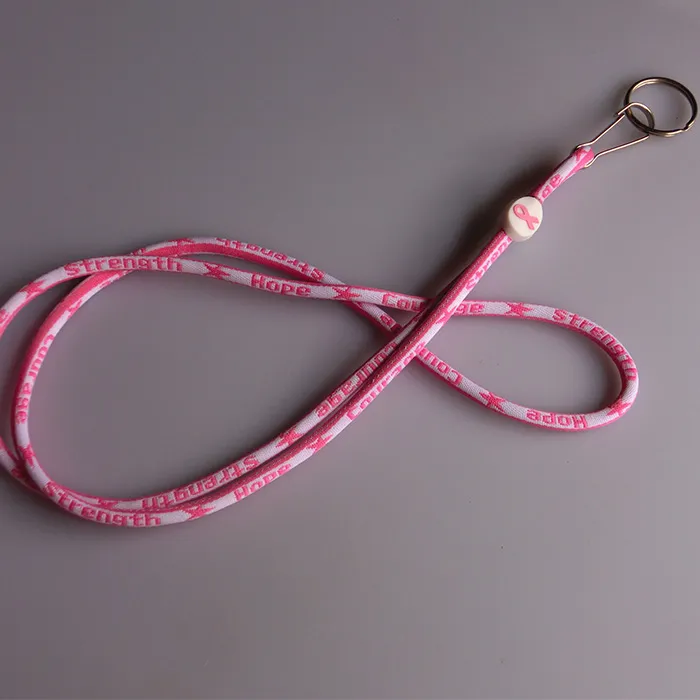 Titan Rosa Ribbon Bröstcancer Lanyard Necklace Keychain för ID-kort mobiltelefon nyckelkedja