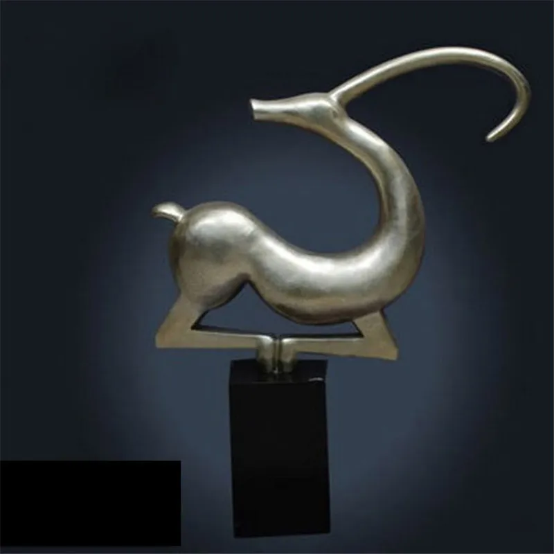 Escultura de cervos de arte moderna artesanato estilo doméstico brilhante com chapeamento de metal para decoração de entrada