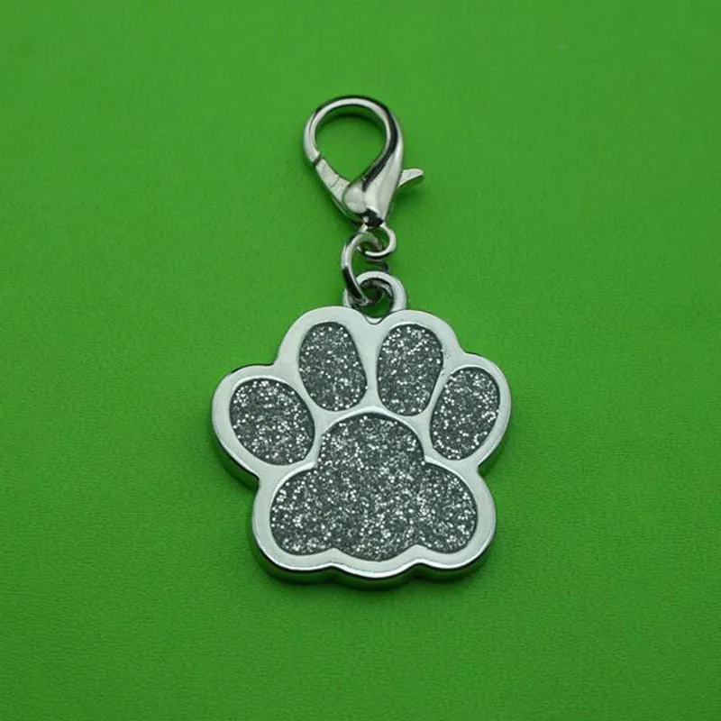 Lovely Dog Paw Footprint Alloy Pet Dog Cat ID Card Tags Necklace Ornaments With Hook Pet Jewelry Pendant ZA5430