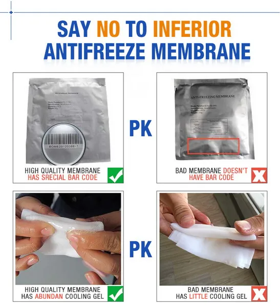 Membrana anti -congeladora de alta qualidade Tamanho da membrana de congelamento 27*30cm 34*42cm Cryo Pad para tratamento de tratamento anticongelante de tratamento de criolipólise