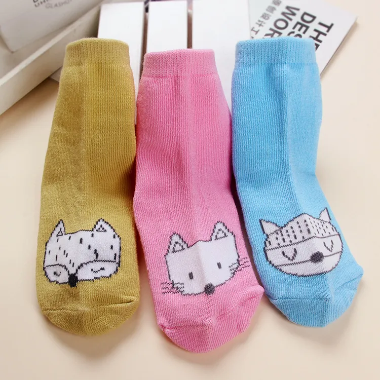 Spring & Fall Style Kids Socks Cartoon Cotton Baby Socks Cute Cat Fox Pattern Ankle Sock For Children /Color