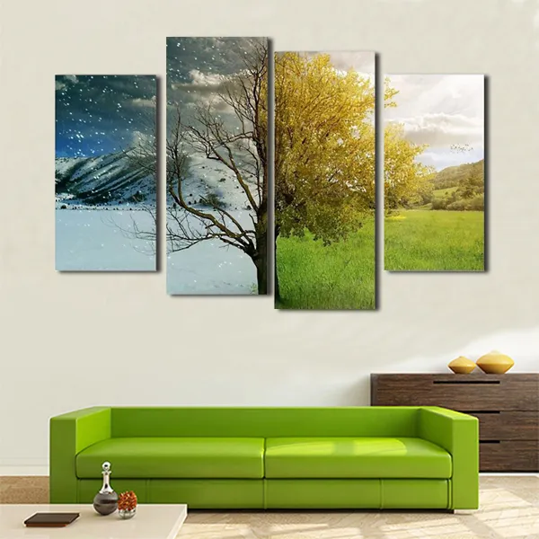 4 pannelli moderni dipinto con stampa hd su tela a quattro stagioni dipinto astratto di scenici astratti immagini artistiche decorazioni per la casa