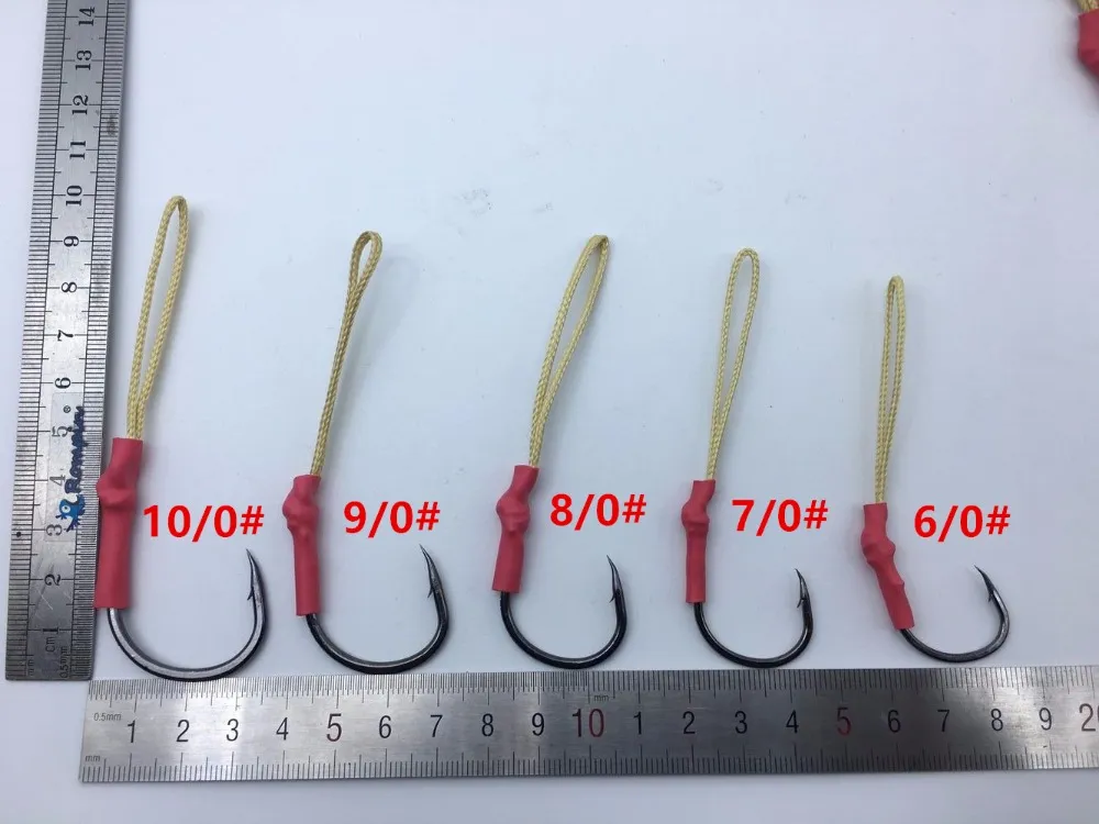 ROMPIN LOT Rostfritt stål fiskekrok med PE Line Jigging Lure Assist Sea Fish Hooks Karp Fiske Tackle Storlek 101009914646