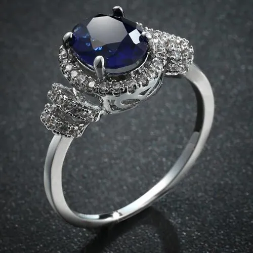 10 stks uniek kerstcadeau London Blue Topaz Cubic Zirconia Crystal Rings Gems 925 Silver Wedding Rings For Women Gratis verzending