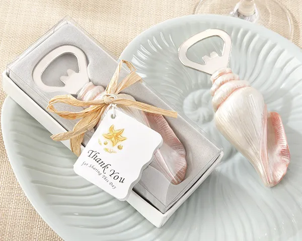 Sea Shell Openders Overner ouvre-bouteille Sand Sand Summer Beach The Shower Wedding Favors Gift in Box8359428