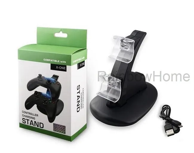 Dual Charging Stand USB Charger Dock Station for Playstation DualShock 4 PS4 XBOX ONE Controller Gamepad Mount Holder LED Light Airplane