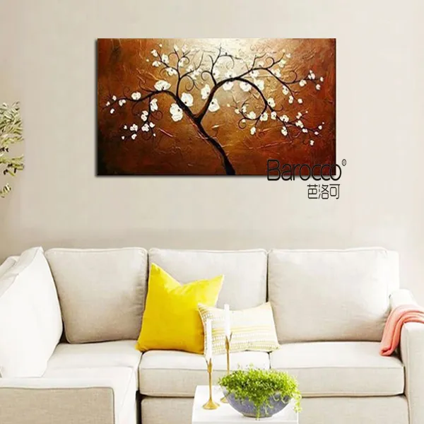 Peinture à l'huile numérique par numéros d'arbre à fleurs, toile murale,  tableau peint à la main, décoration de maison, livraison directe