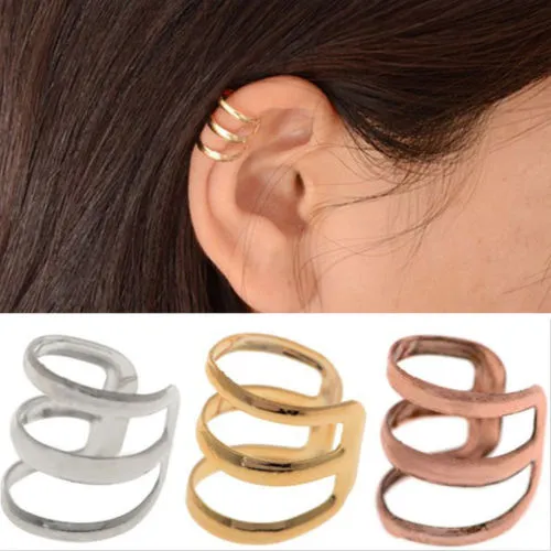 Clip Ohrringe Punk Gold Sliver Bronze überzogene Kette Charms Clip Ohrringe Metallic Ear Wrap U-Form Keine Piercing Ohrstulpe Ohrringe Schmuck