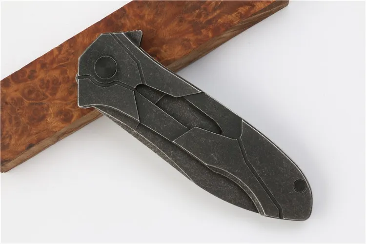 Anpassade knivar - Ny Flipper Kniv 8Cr13 Svart Staone Tvättblad Stålhandtag Utomhus Camping Vandring Taktiska Knivar Räddning Knivar EDC