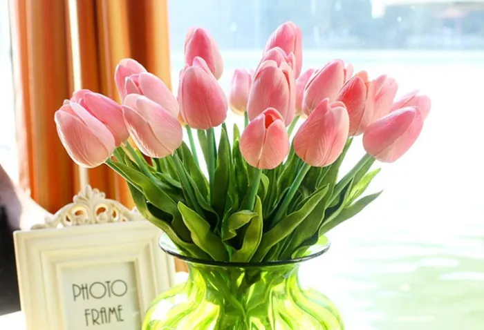 Latex Tulips Artificial PU Flower bouquet Real touch flowers For Home decoration Wedding Decorative Flowers Option