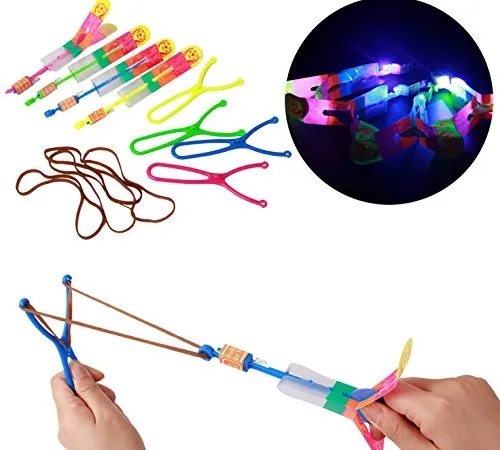 Nouveauté éclairage incroyable lumière flèche fusée hélicoptère volant jouet fête amusant cadeau élastique clignotant gow up jouets de noël led