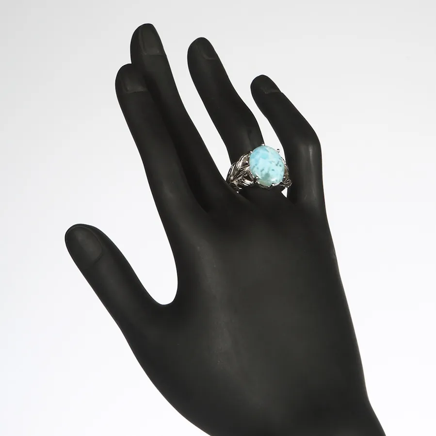 Larimar and White Cubic Zirconia 925 sterling silver jewelry Ring SS--3801 Size #6 7 8 9 Promotion Rave reviews Noble Generous New pattern